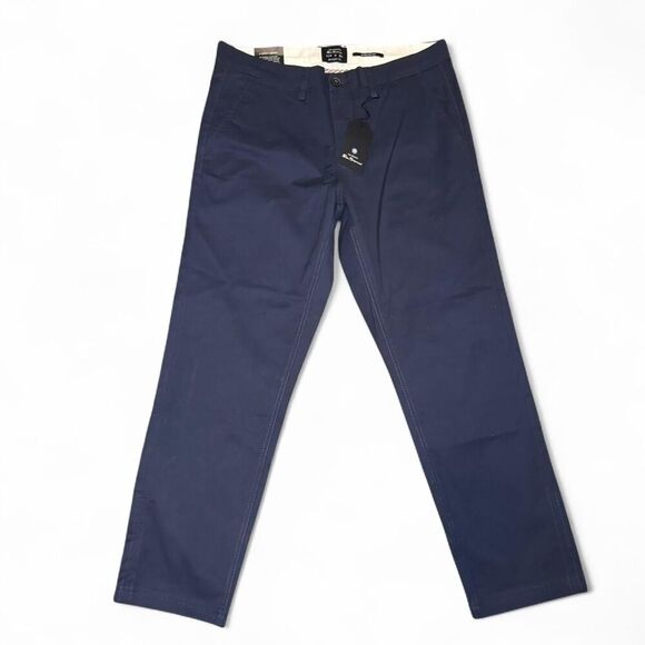 Ben Sherman Men's Navy Blue Stretch Slim Fit Straight Chino Trousers 32WX30L - Picture 1 of 7